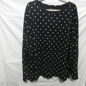 Gracila Blouse 5XL Long sleeve Black and Gray Polka dot pockets‎